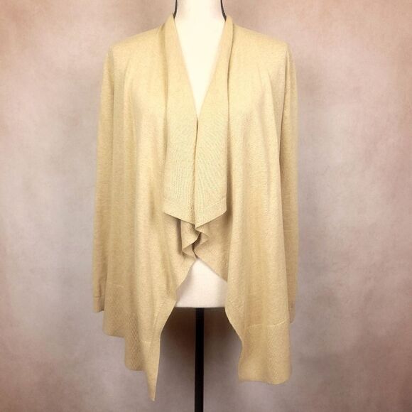 Lands End Open Front Knit Cardigan Beige Cream Size XS - Picture 1 of 8
